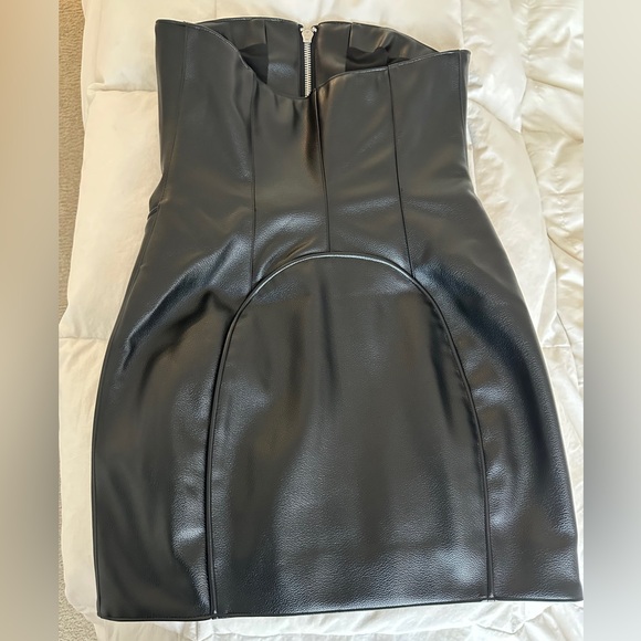 Khy Faux Leather Strapless LBD - Picture 3 of 6